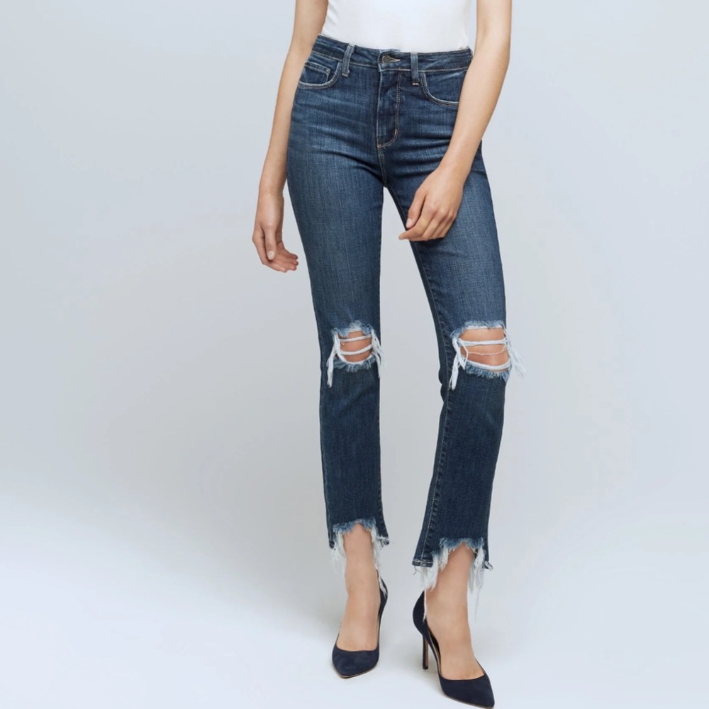 L’AGENCE ABIGAIL FRENCH SLIM RIPPED SKINNY JEANS SIZE 28 - Picture 2 of 16